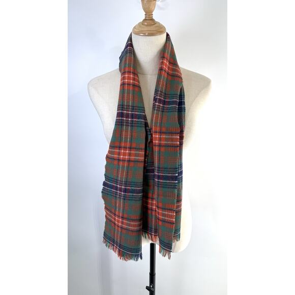 Scotland Vtg 100% Pure Wool Scarf Plaid Fringe Ingles Buchan Wilson - Picture 2 of 5